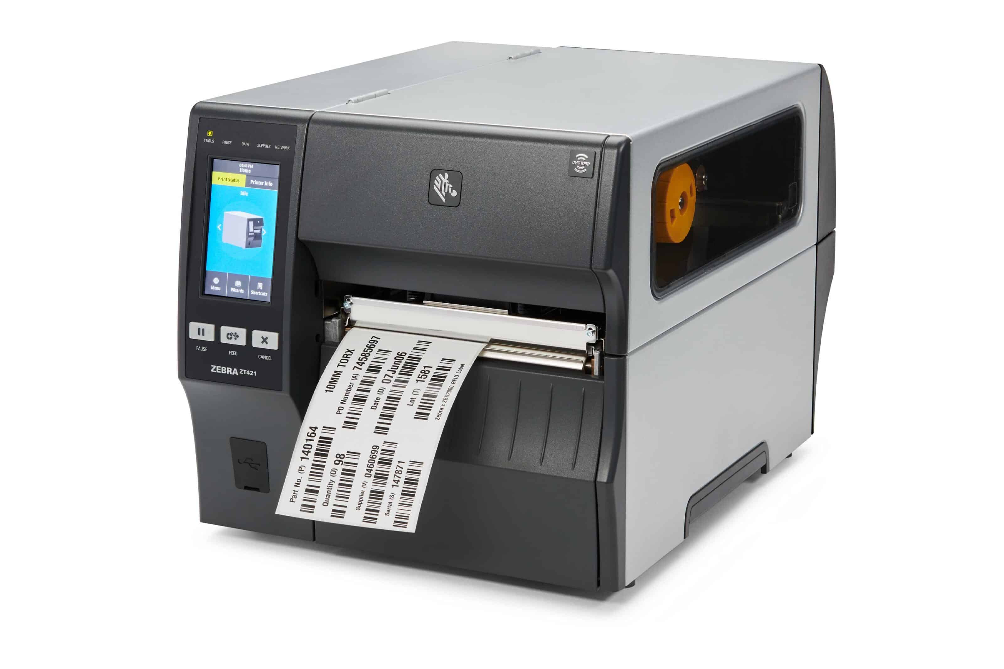 Zebra ZT421, 8 dots/mm (203 dpi), disp. (colour), RTC, RFID, EPL, ZPL, ZPLII, USB, RS232, BT, Ethernet